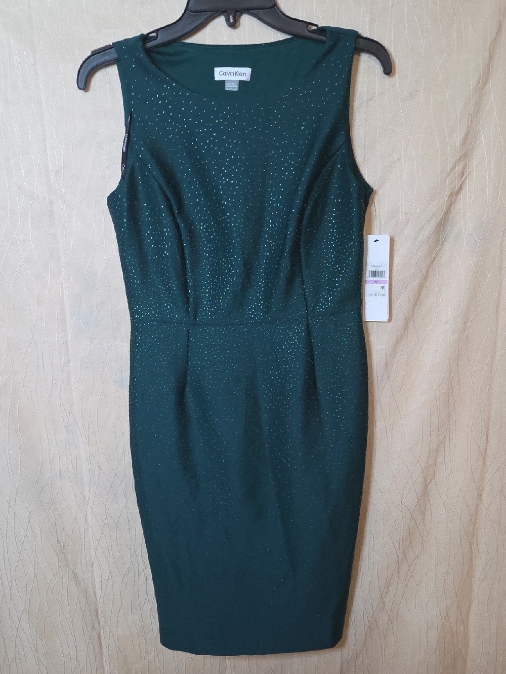 Calvin Klein Dark‎ Green Sleeveless Midi Sheath Dress
